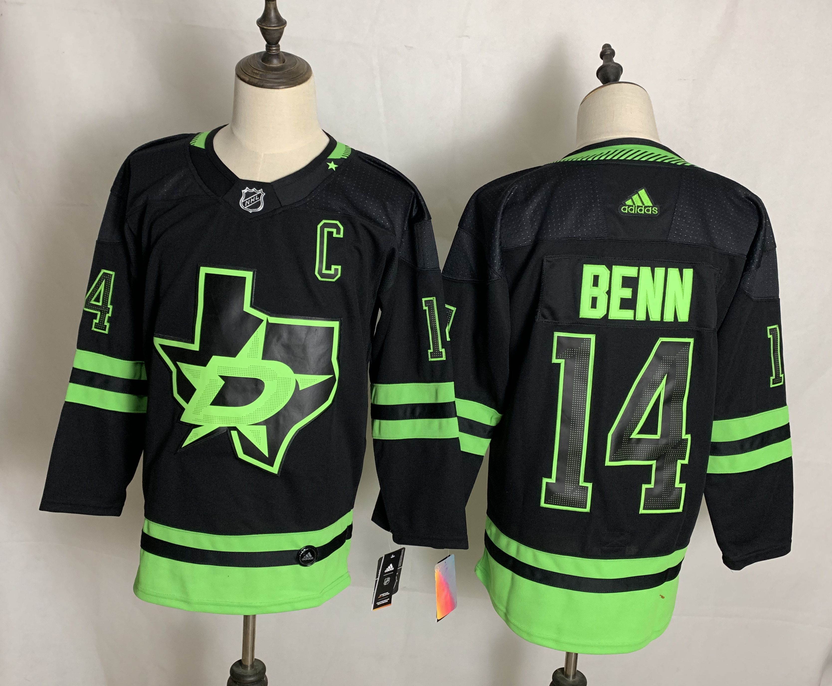 Men Dallas Stars 14 Benn Black Authentic Stitched 2020 Adidias NHL Jersey